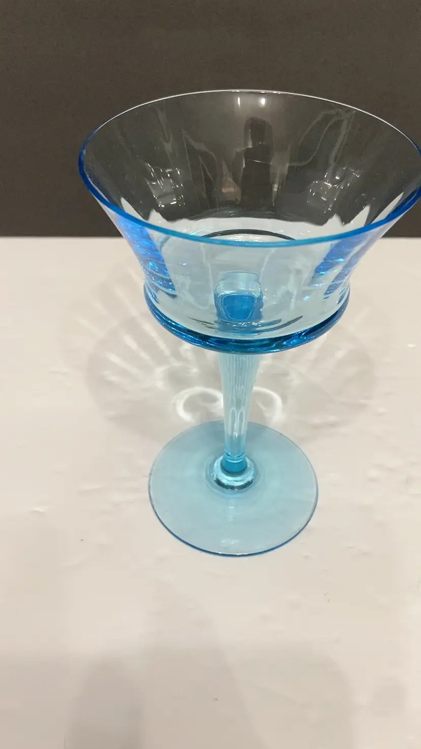Gorgeous Crystal Blue Turquoise Tall Wine Sherbet Glass