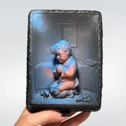 Chalkware Plaque "Bedtime Boy" Creative Arts by Victor 1964 3D Wall Decor | 5.75”