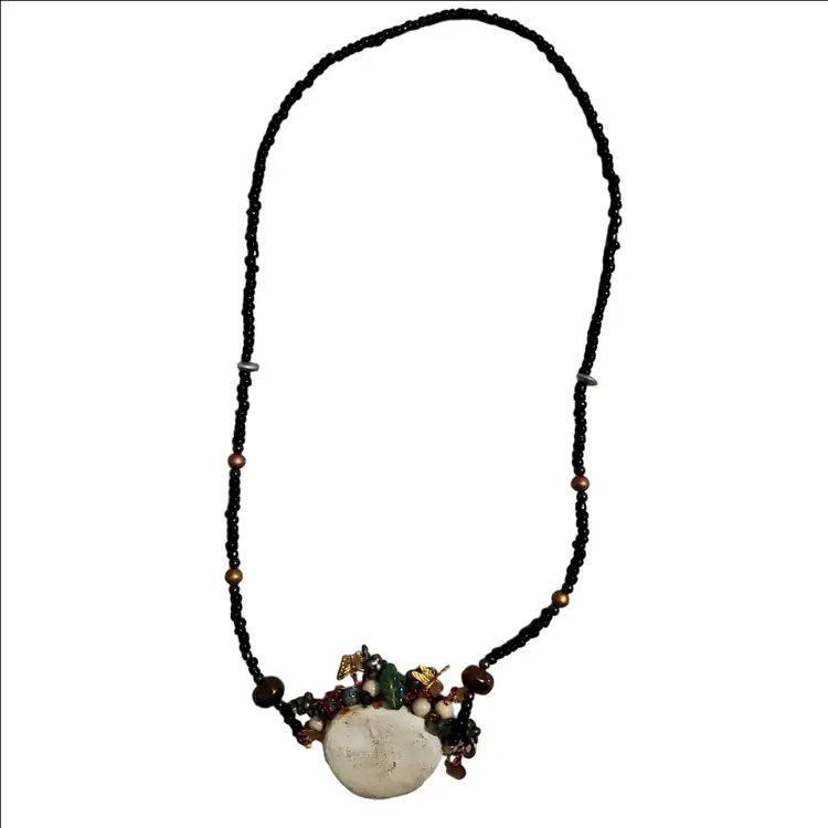 Artisan Made Funky Lady Face Necklace (OOAK)