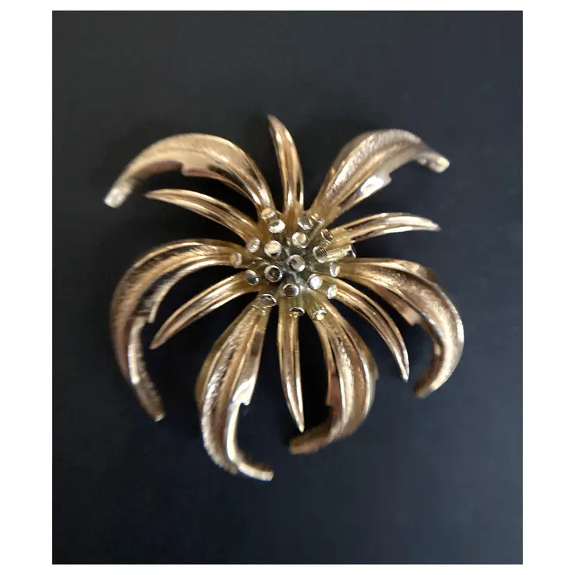 **RARE VTG** Marcel Boucher 1940 Signed MARBOUX 3D Gold Color Floral Brooch