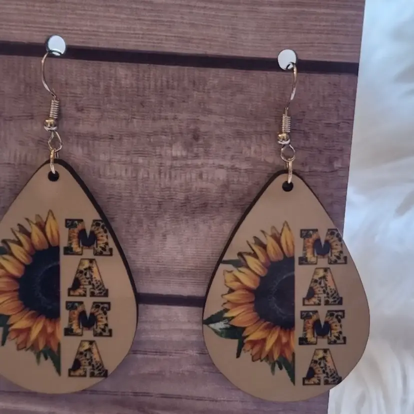 Sunflower Mama Earrings- Handmade - New