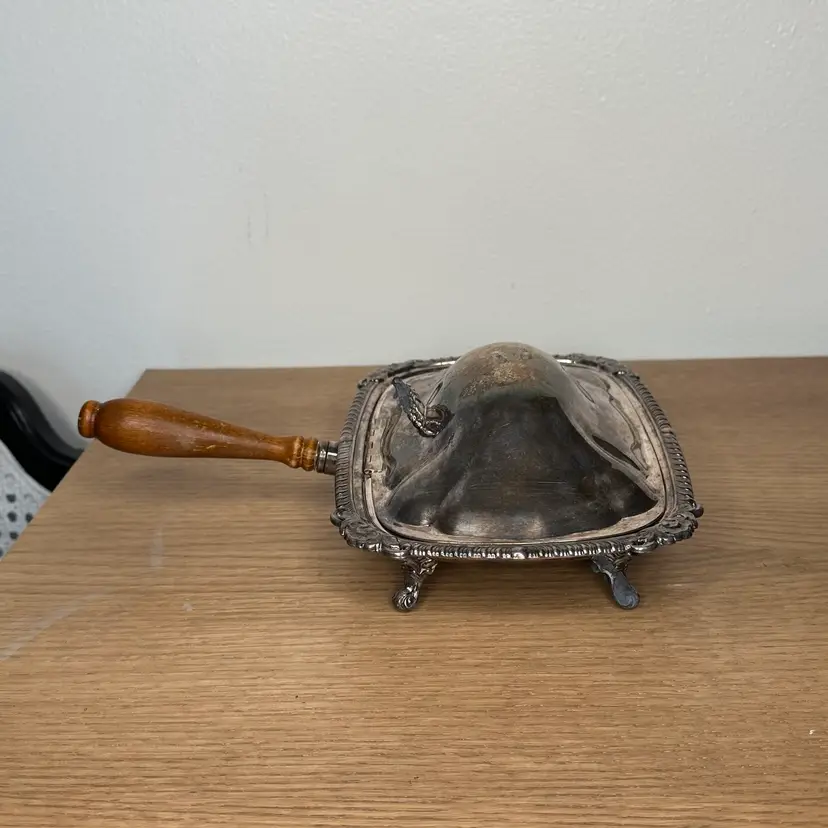 Vintage FB Rogers Silverplate  Silent Butler With Wood Handle