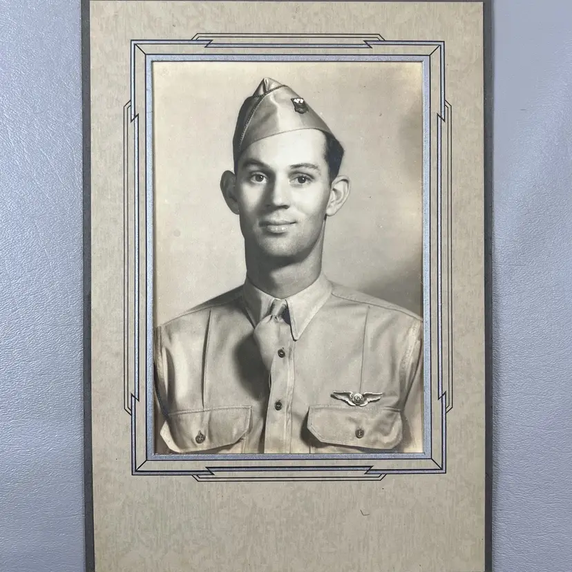 Vintage US Army Air Forces Military Serviceman WWII Era Photo Portrait Uniform USAAF