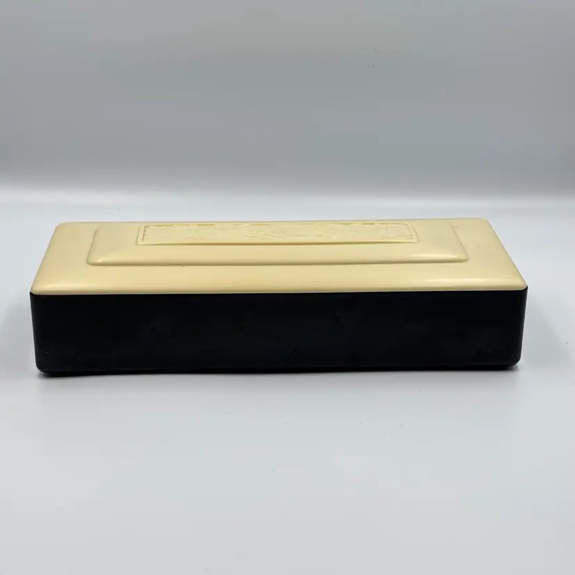 Art Deco Celluloid Black & Ivory Lidded Dresser Box