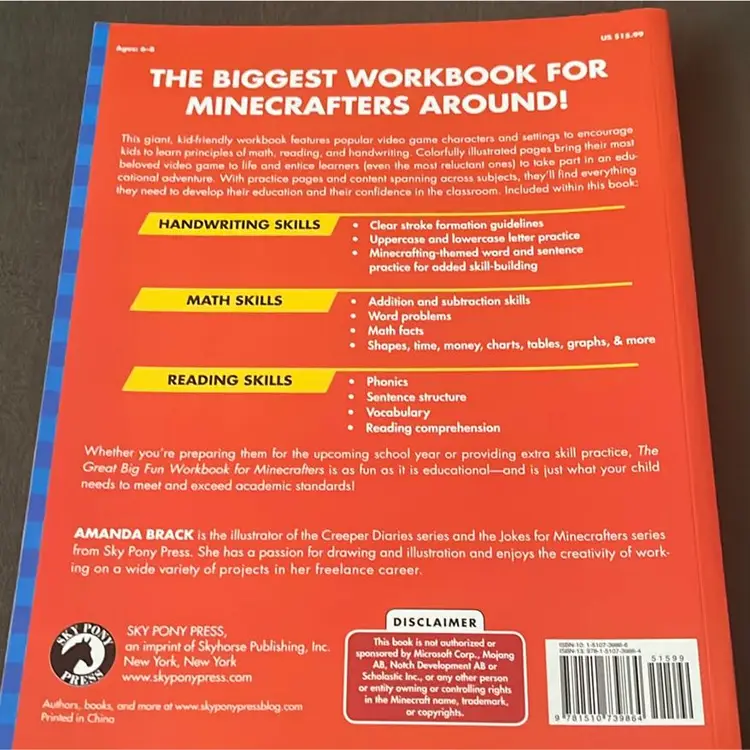 2 Educational Minecraft Workbooks. For Grades 1 & 2 .See Pictures