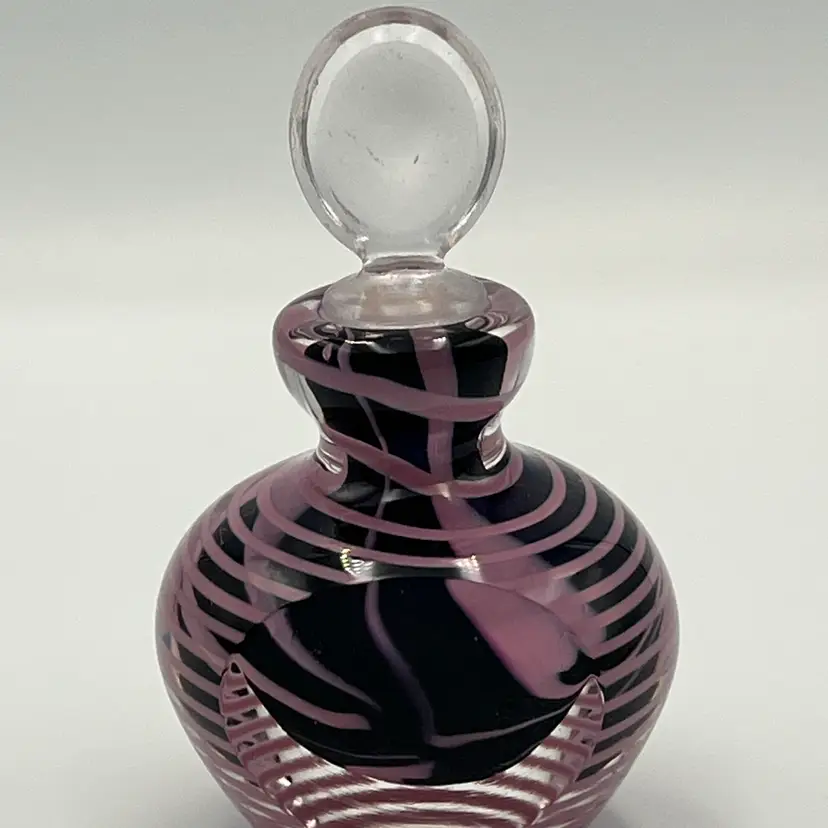 Signed Purple & Pink Perfume Bottle with Window- As Is!