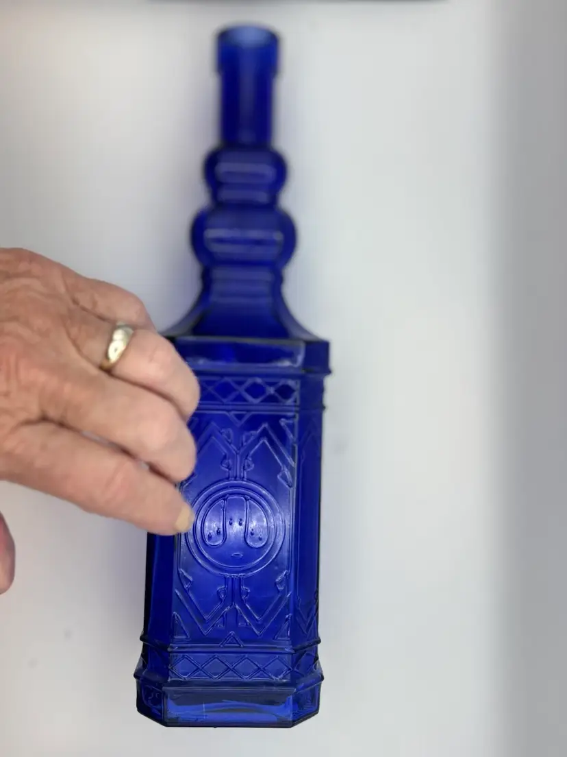 Cobalt Blue 8 Panel Bottle 12”