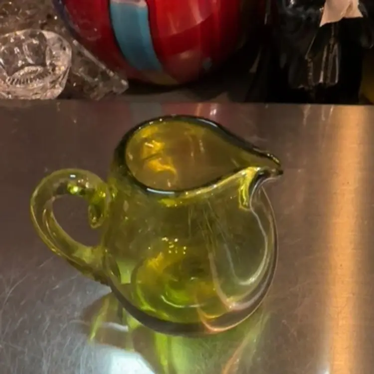 Green Art Glass Pitcher