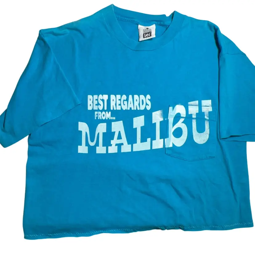 “Best Regards From Malibu” Oversized Crop Tee - Large