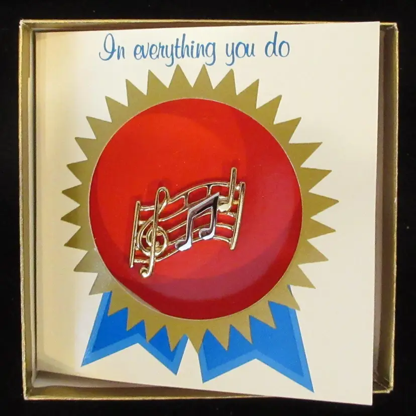 Vintage Signed Avon "Musical Staff" Tack Pin in Original Box - 1983