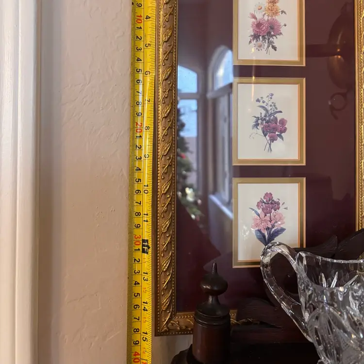 Vintage Gold Framed Botanical Floral Triptych Wall Art