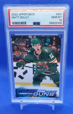 2022 Upper Deck #201 Matt Boldy Young Guns RC Rookie PSA 10