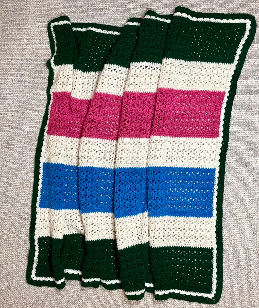 Handmade Multicolored Crochet Afghan 74"x 43" Blanket Throw Sofa Bedroom Decor