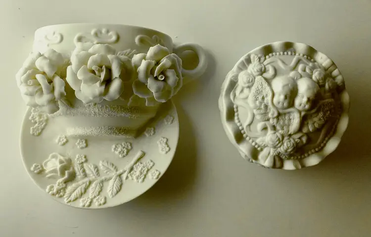 White Bisque Flower Pocket and Angel Bowl