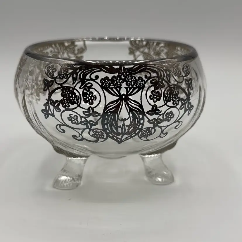 Viking Crystal Clear Flower light Silver Overlay Tree Bark Feet Missing Frog