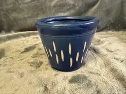 Vintage Studio Art Pottery Blue White Planter Flower Pot 3.75” X 4.5” Handmade