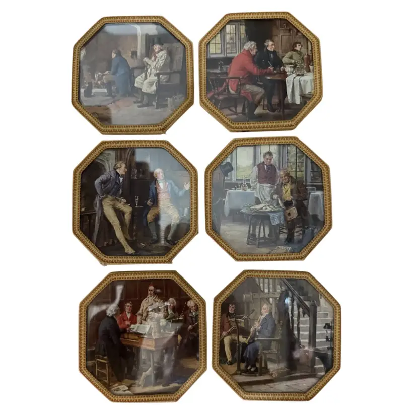 COASTERS SET OF 6 MEN SCENE MADE IN ENGLAND