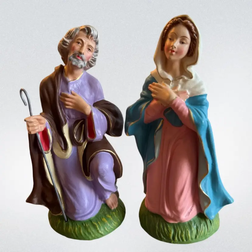 6.5” Vintage PAIR of Christmas Nativity Figurines, Mary Joseph, Italy | READ