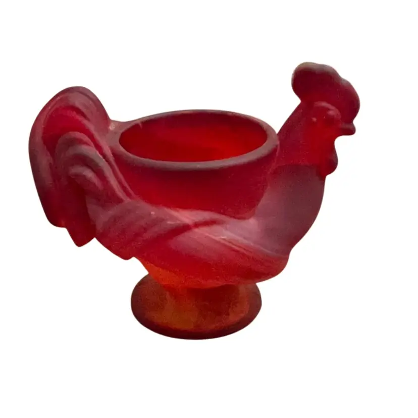 Glowy-Imperial Glass Red Slag Glass Rooster Egg Cup 4β X 4 3/4β