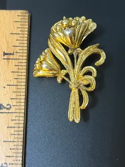 Goldtone Floral Brooch