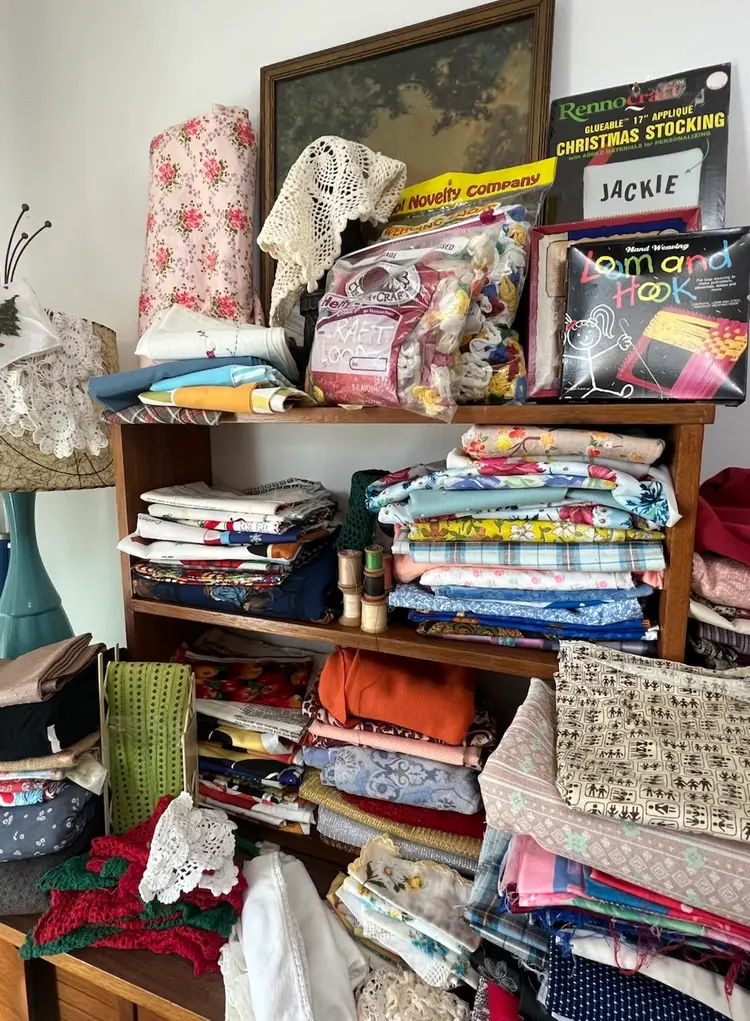 Boxes And Boxes Of Vintage Fabric, Linens, Doilies, Handkerchiefs See