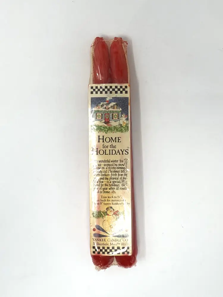 Red Taper Candles – Vintage Yankee Candle Home for the Holidays, 8" Christmas Décor Pair