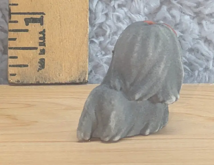 Flocked Dog Figurine with Goggles Mini Toy Gray White Fast Food Promo