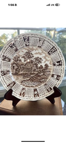 Vntg Alfred Meakin Brown Staffordshire 1969 Calander Plate Made in England