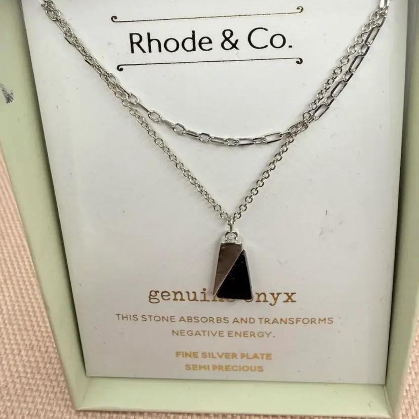 Rhode Silver Plated Genuine Onyx Necklace