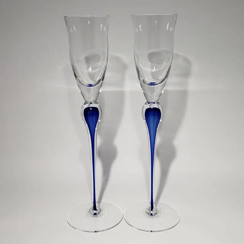 Set of 2 Mikasa Julliard Cobalt Blue Stemmed 10.25" Cordial Liqueur Glasses