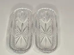 Set of 2 Vintage Starburst Glass 7" Oval Relish/Serving Bowls