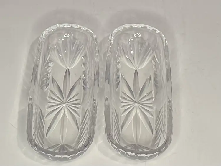 Set of 2 Vintage Starburst Glass 7" Oval Relish/Serving Bowls