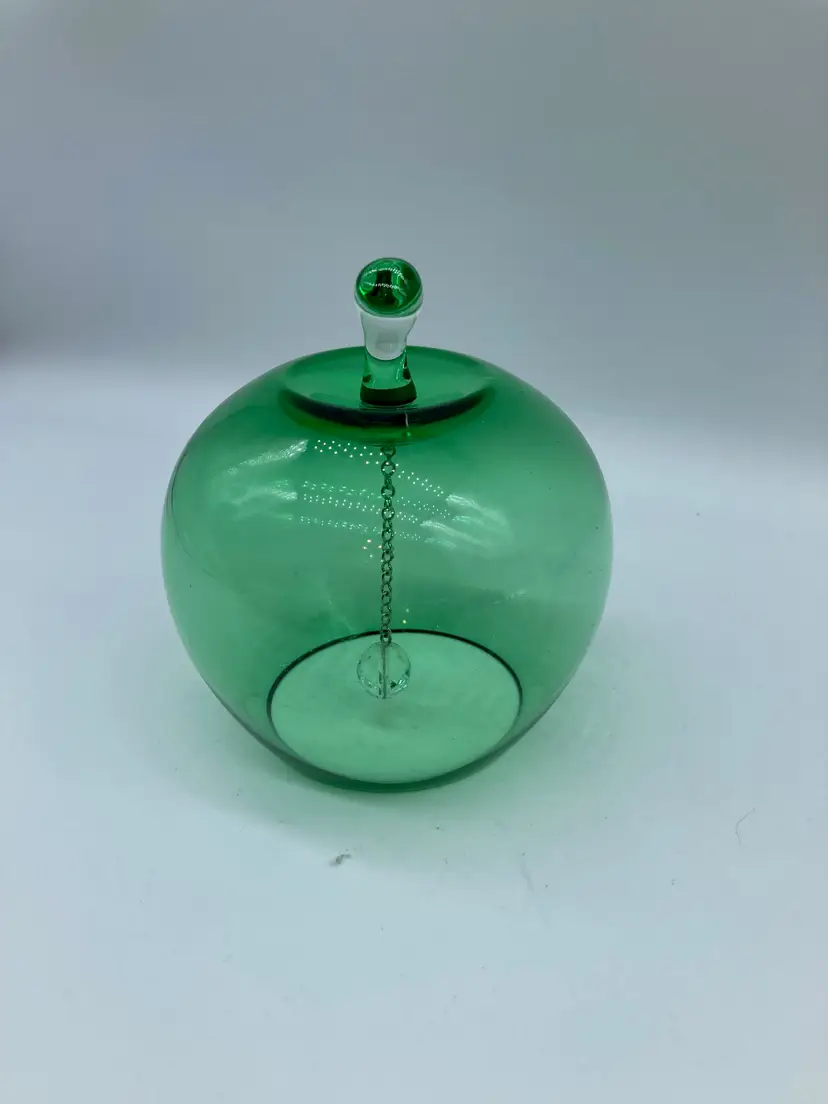 Art Glass Green Apple Bell, 3.5"x3.5"