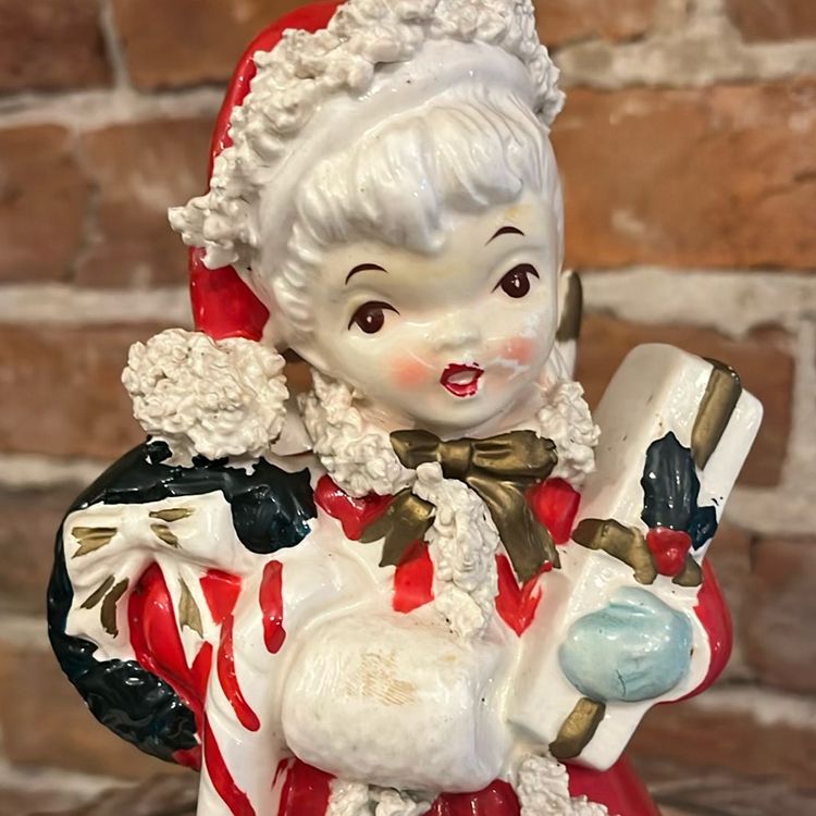 Vintage Christmas Shopping Angel. 1956.  Made In Japan. Vintage Planter.