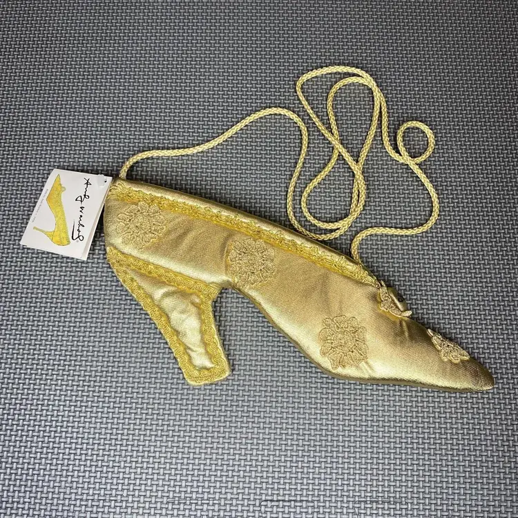 Vintage Andy Warhol Purse Babs Womens Gold High Heel Shoe Pop Art Crossbody Bag