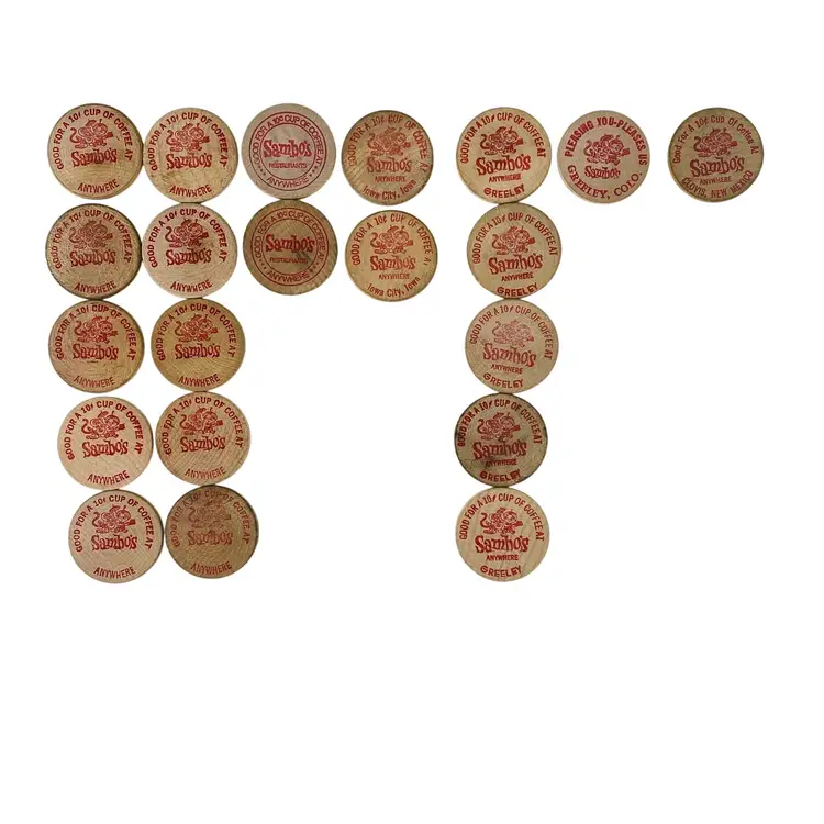 Vintage Sambos Restaurant Coffee Tokens Wooden Nickels Advertising Lot