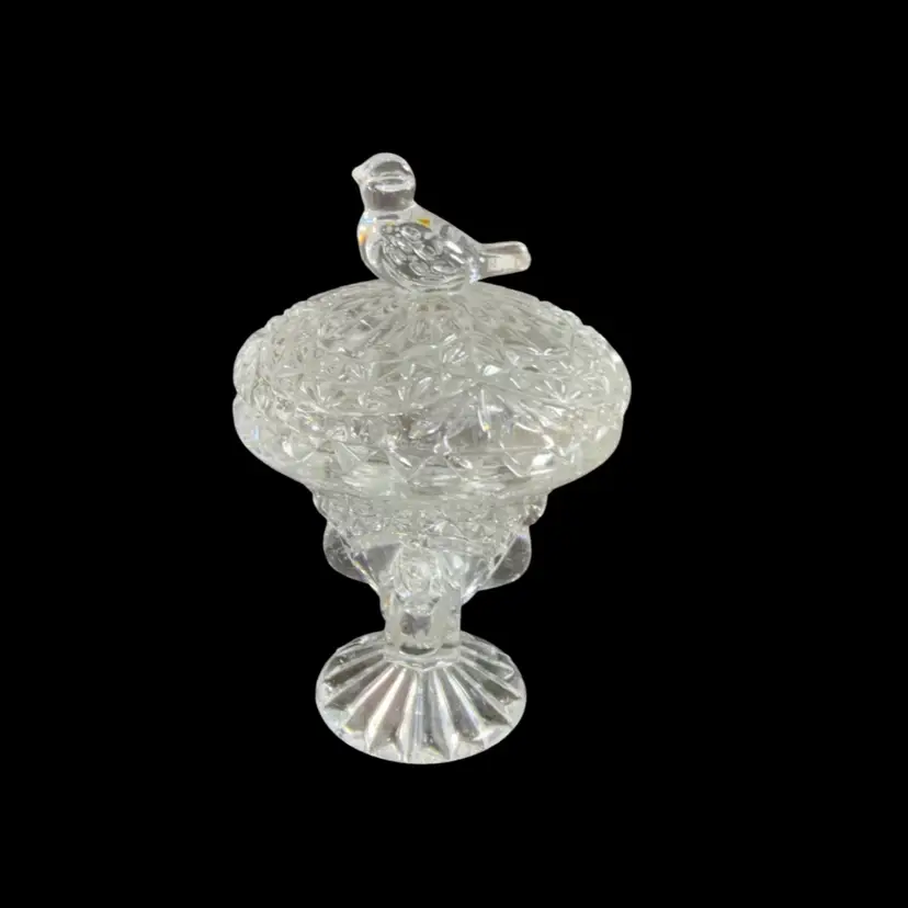 Hofbauer The Byrdes Collection Lead Crystal Covered Trinket Dish 3” x 4.5”