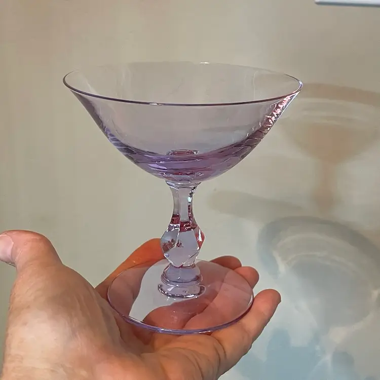 Tiffin #17492 Twilight Blue Neodymium Champagne/Tall Sherbet Glasses Set of 2