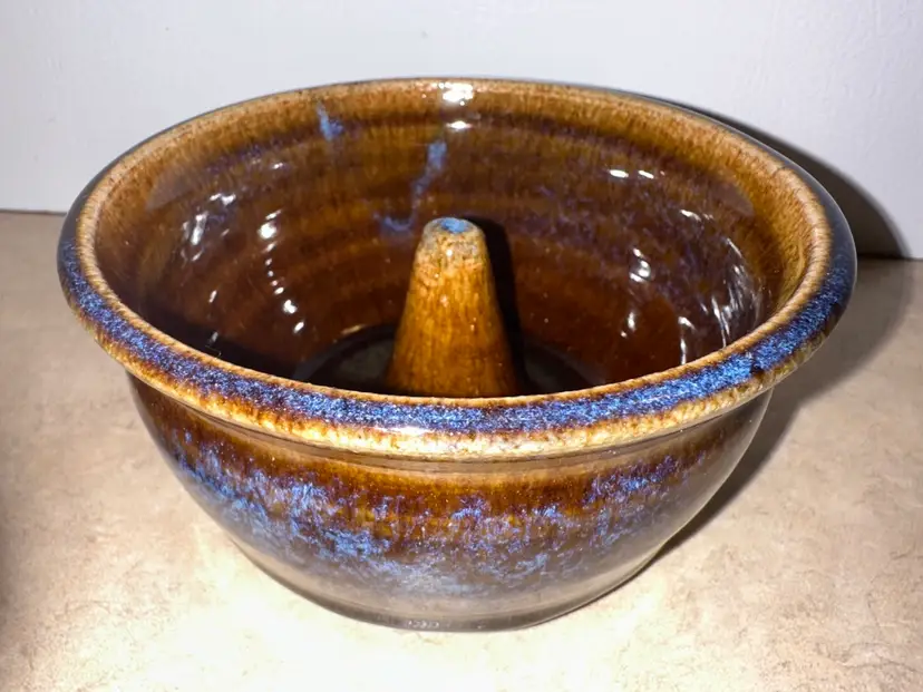 Drip Glaze Pottery Apple Baker Artist Stamped JL