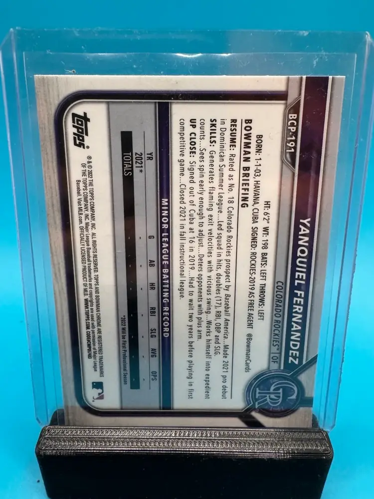 Yanquiel Fernandez 1st Bowman Sapphire Colorado Rockies