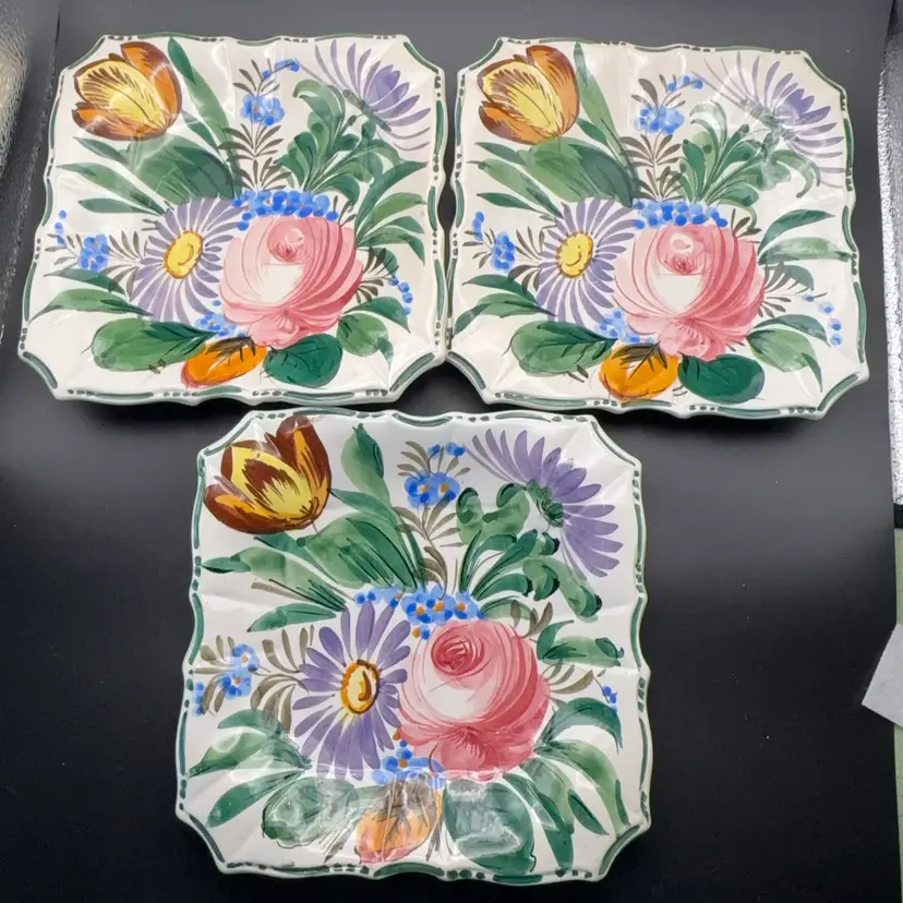 🏺 Vintage Italian Nove Rose Majolica Plate Set