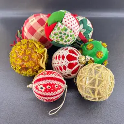 Set Of 8 Handmade Vintage Christmas Ornaments