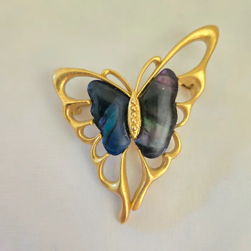 Butterfly Brooch Pin Jewels by Park Lane Blue Green Enameled Gold Tone Vintage