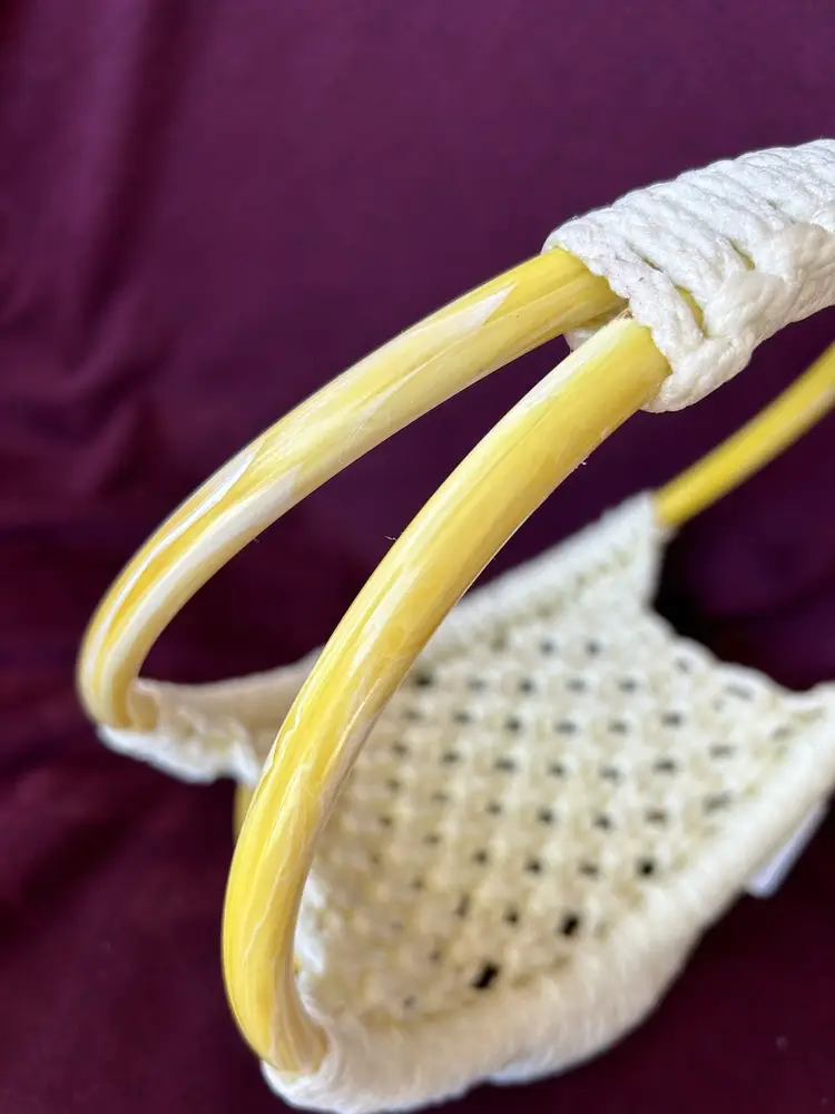 Vintage Sunny Yellow Macrame Basket