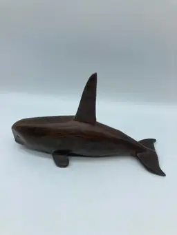Vintage Hand-Carved Ironwood Orca Killer Whale Sculpture