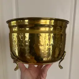 Vintage Brass Footed Planter Pot
