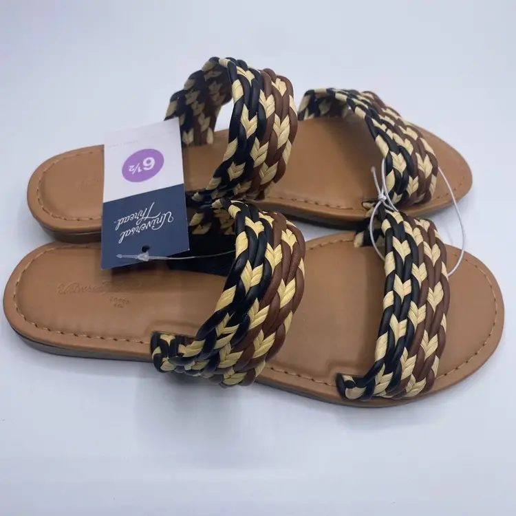 Women's Universal Thread Anita Two-Band Slide Sandals Black/Brown