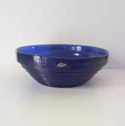 Blenko Glass 9608L Pyramid Bowl 11.5" Wide Cobalt Blue 2001