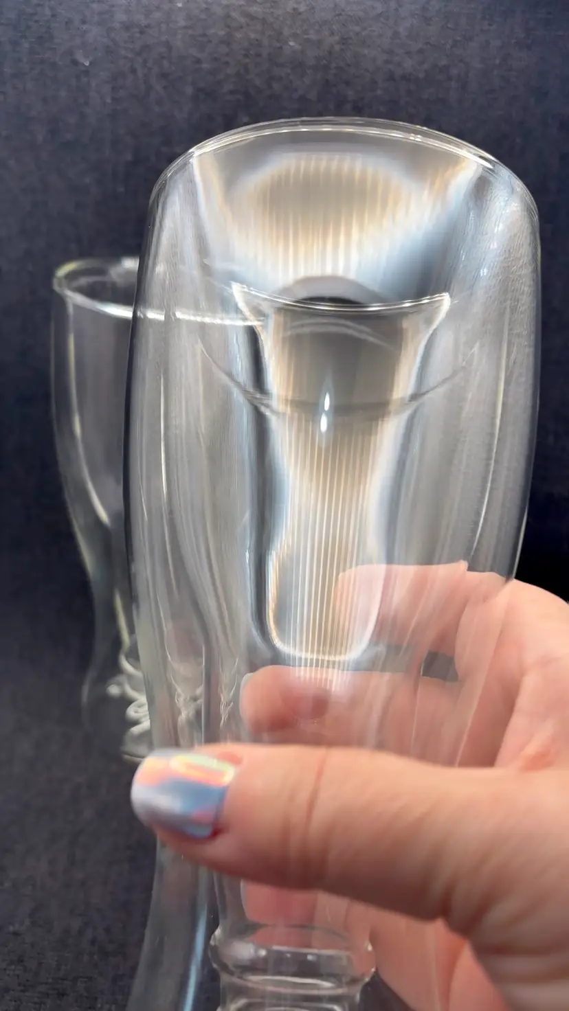 Fred & Friends double walled "inverted bottle" beer stein / Pilsner glass © 2009 - set of 2