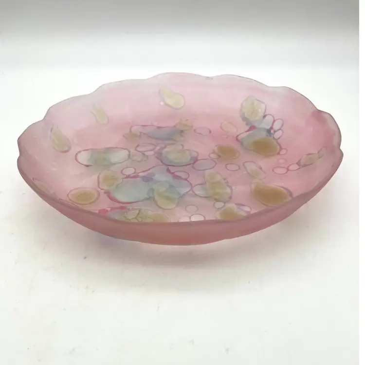 BIN - Israeli Pink Glass Plate Or Bowl 8.25”